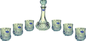 Crystal Decanter Set, 1 Bottle & 6 Glasses