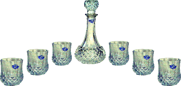 Crystal Decanter Set, 1 Bottle & 6 Glasses