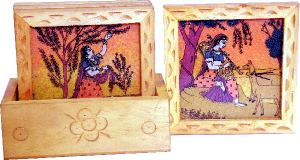 Gem Stone Tea Wooden Coaster – 4+1 Pcs Set