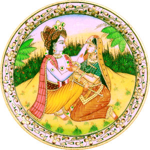 Radha Krishna Marble Plate 9″