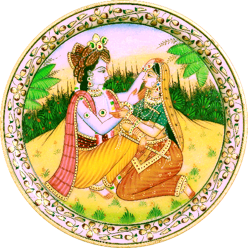 Radha Krishna Marble Plate 9″