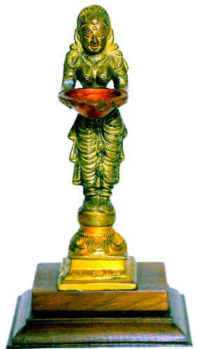 Deep Laxmi With Base Brass Figure 6″