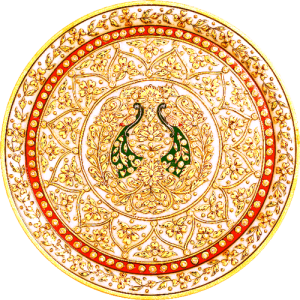 Round Peacock Marble Plate 12″