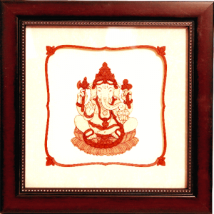 Ganesh Wood Carving Painting With Frame – 8×8″