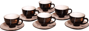 Hl.143610 Black & Red Cup & Saucer Set, 6 Cups & 6 Saucers