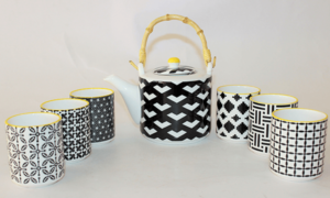 7 Pcs Porcelain Tea Set ( 6 Mugs & 1 Kettle)