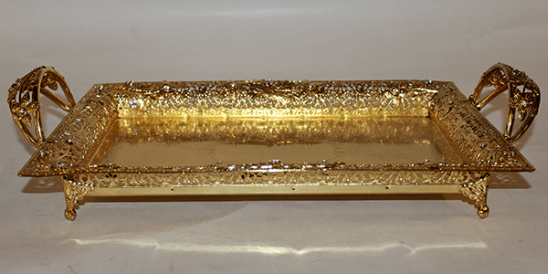 White Metal Gold Plated Tray