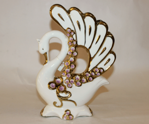 White & Gold Colour Porcelain Duck Figure