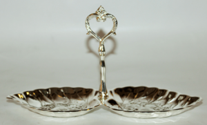 2 Partition German Silver Dish